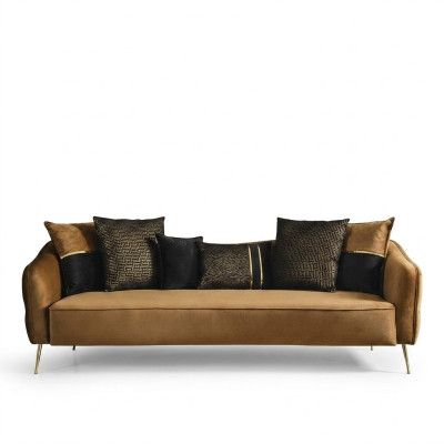 Nowoczesna Sofa Chesterfield 4 miejsce do siedzenia Materiał Sofy Poliester Żółty Nowy