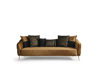 Nowoczesna Sofa Chesterfield 4 miejsce do siedzenia Materiał Sofy Poliester Żółty Nowy