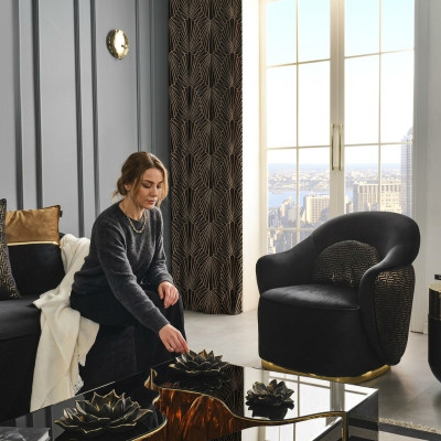 Fotel EarsFotel Nowoczesny Materiał Salon Poliester Niebieski Design Siedziba