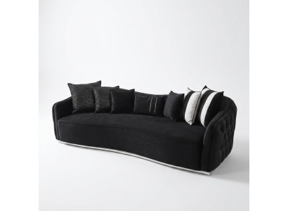 Sofa czteroosobowa 4 miejsce do siedzenia Sofy Nowoczesny Design Materiał Poliester Czarny