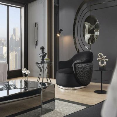 Fotel EarsFotel Nowoczesny Materiał Salon Poliester Czarny Design