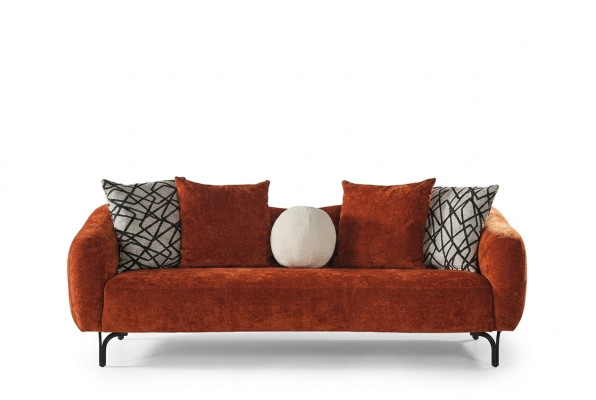 Sofa trzyosobowa 3 miejsce do siedzenia, sofy design nowoczesny materiał pomarańczowy salon