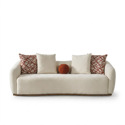 Sofa czteroosobowa 4 miejsce do siedzenia Sofy Nowoczesny Design Materiał Poliester Biały Nowy