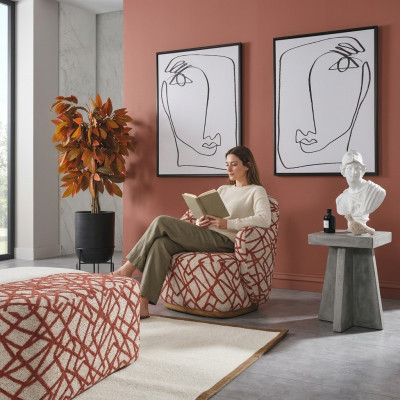 Fotel EarsFotel Nowoczesny materiał Salon Poliester Pomarańczowy Design