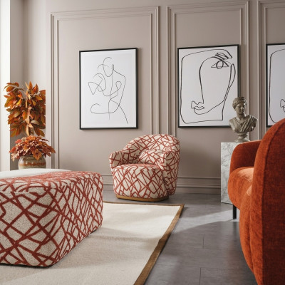 Fotel EarsFotel Nowoczesny materiał Salon Poliester Pomarańczowy Design
