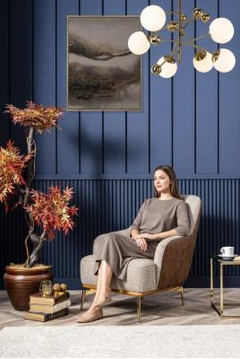 Fotel EarsFotel Nowoczesny Materiał Salon Poliester Szary Design Siedziba