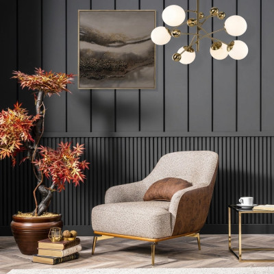 Fotel EarsFotel Nowoczesny Materiał Salon Poliester Szary Design Siedziba