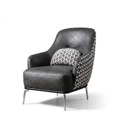 Fotel uszyFotel sztuczna skóra salon poliester design Czarny