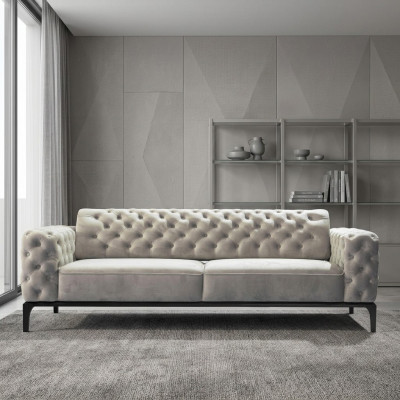 Sofa trzyosobowa 3 miejsce do siedzenia Sofy Materiał Biały Pokój dzienny Chesterfield Nowość