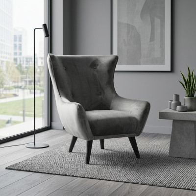 Fotel EarsFotel Materiał Salon Poliester Design Szary Nowoczesny Siedziba