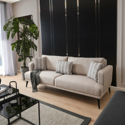 Sofa 3 miejsce do siedzenia Sofy trzyosobowe Materiał Beżowy Salon Nowoczesny Design