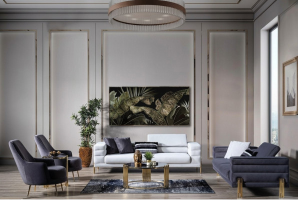 Zestaw sofowy Kompletny zestaw wypoczynkowy sofa miejsce do siedzenia Materiał Nowoczesny Zestaw 4-częściowy