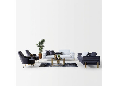 Zestaw sofowy Kompletny zestaw wypoczynkowy sofa miejsce do siedzenia Materiał Nowoczesny Zestaw 4-częściowy