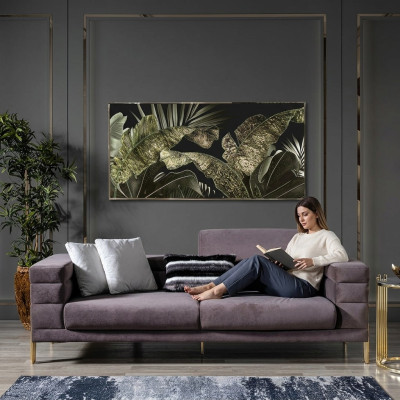 Sofa Trzyosobowa 3 miejsce do siedzenia Sofy Materiał Szary Salon Luksusowy Nowoczesny Siedziba