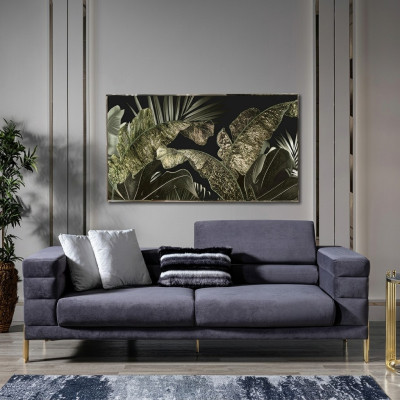 Sofa Trzyosobowa 3 miejsce do siedzenia Sofy Materiał Szary Salon Luksusowy Nowoczesny Siedziba