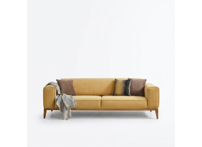 Sofa Trzyosobowa 3 miejsce do siedzenia Sofy Materiał Żółty Salon Luksusowy Nowoczesny Siedziba