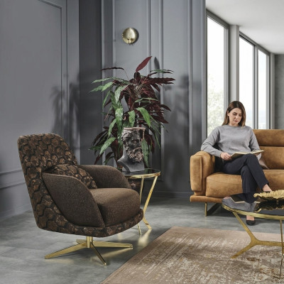 Fotel EarsFotel CocktailFotel Materiał Salon Poliester Brązowy