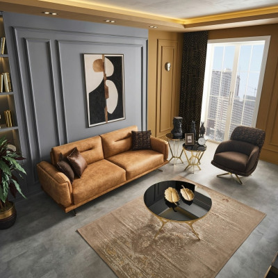 Zestaw sofowy Kompletna Sofa 31 Siedziba Fotel sztuczna skóra Brązowy Zestaw 2szt