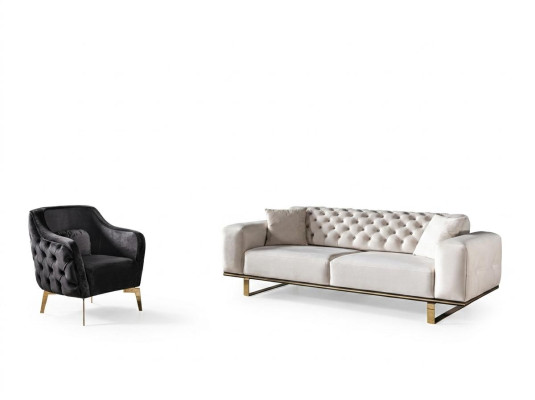 Chesterfield Zestaw sofowy Sofa 31 miejsce do siedzenia Fotel Materiał Luksusowe Białe Sofy