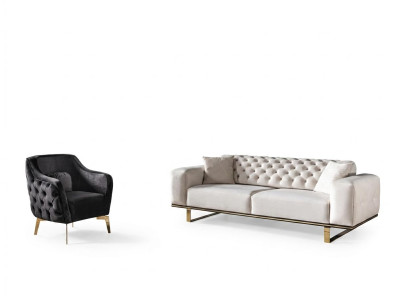 Chesterfield Zestaw sofowy Sofa 31 miejsce do siedzenia Fotel Materiał Luksusowe Białe Sofy