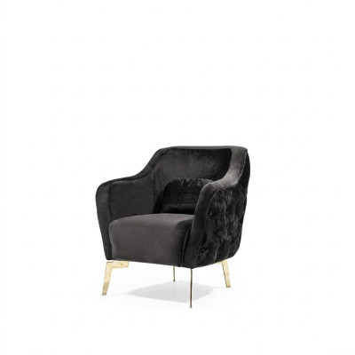 Fotel Chesterfield EarsFotel Materiał Pokój Dzienny Poliester Czarny
