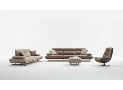 Zestaw sofowy Sofa 4+3+1 miejsce do siedzenia Fotel Luxus sztuczna skóra Braun Grupa