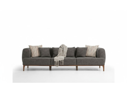 Sofa Trzyosobowa 3 miejsce do siedzenia Sofy Szary Materiał Salon Luksusowy Nowoczesny Nowy