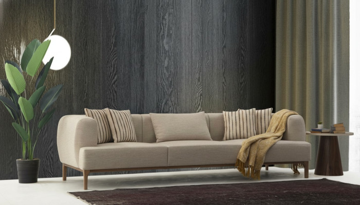 Sofa trzyosobowa 3 miejsce do siedzenia Sofy Beżowy Materiał Nowoczesny Salon Luksus Nowy