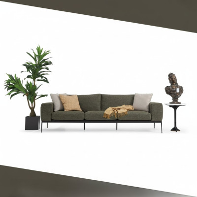 Sofa dwuosobowa 2 miejsce do siedzenia Materiał Szary Nowoczesny Design Pokój dzienny Poliester
