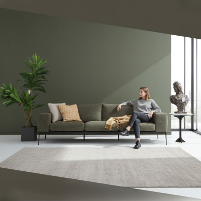 Sofa Trzyosobowa 3 miejsce do siedzenia Sofy Szary Materiał Salon Luksusowy Nowoczesny Nowy