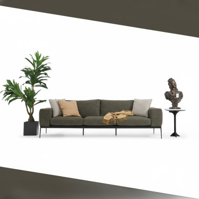 Sofa Trzyosobowa 3 miejsce do siedzenia Sofy Szary Materiał Salon Luksusowy Nowoczesny Nowy