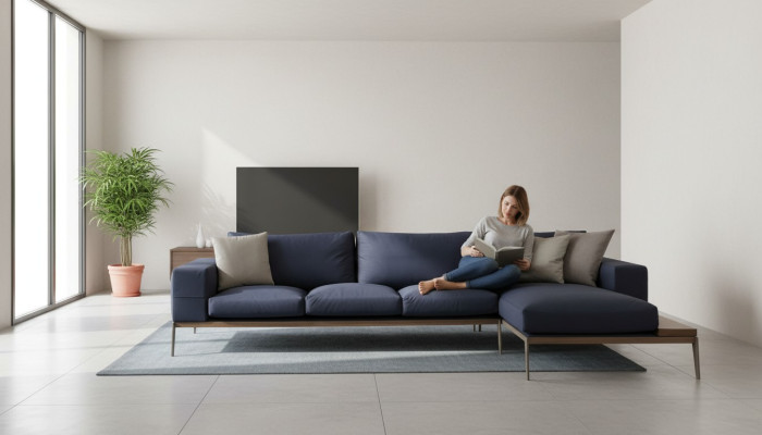 Narożnikowa kanapa Sofa w kształcie litery L Szara Nowoczesna materiałowa Sofy miejsce do siedzenia Design