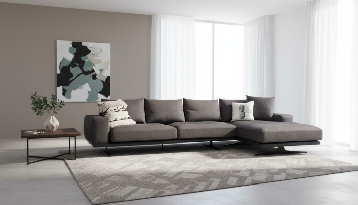 Narożnikowa kanapa Sofa w kształcie litery L Szara Nowoczesna materiałowa Sofy miejsce do siedzenia Design