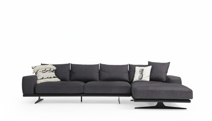 Narożnikowa kanapa Sofa w kształcie litery L Szara Nowoczesna materiałowa Sofy miejsce do siedzenia Design