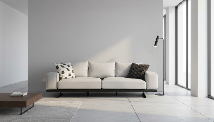 Dwuosobowa Sofa 2-osobowa Szara tkanina Współczesny design Pokój dzienny Poliester