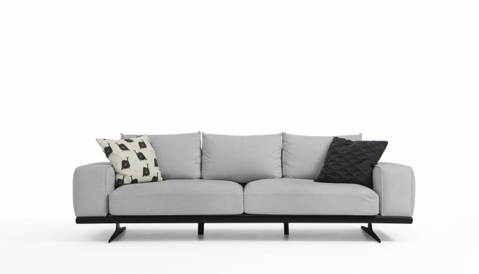 Dwuosobowa Sofa 2-osobowa Szara tkanina Współczesny design Pokój dzienny Poliester