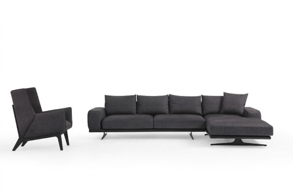 Narożnikowa kanapa Sofa Fotel w kształcie litery L Szara Nowoczesna materiałowa Sofy miejsce do siedzenia