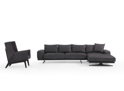 Narożnikowa kanapa Sofa Fotel w kształcie litery L Szara Nowoczesna materiałowa Sofy miejsce do siedzenia