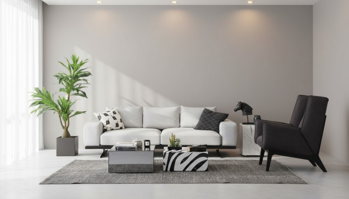 Zestaw sofowy Sofa 3 miejsce do siedzenia Fotel Trzyosobowy Szary Nowoczesny Materiał Siedziba