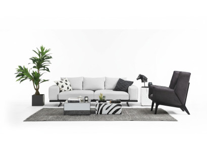 Zestaw sofowy Sofa 2 miejsce do siedzenia Fotel Dwumiejscowy Szary Nowoczesny zestaw materiałowy