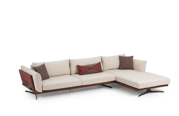 Narożnikowa kanapa w kształcie litery L beżowa nowoczesna sofa do salonu z poliestru