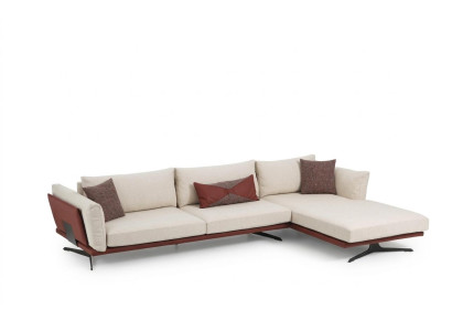 Narożnikowa kanapa w kształcie litery L beżowa nowoczesna sofa do salonu z poliestru