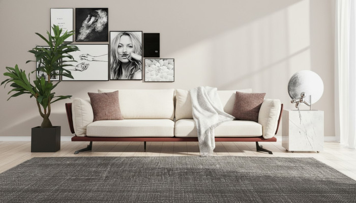 Sofa czteroosobowa 4 miejsce do siedzenia Materiał Beżowy Nowoczesny Design Salon Luksus