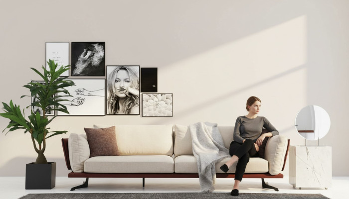Sofa trzyosobowa 3 miejsce do siedzenia Materiał Beżowy Nowoczesny Design Salon Luksus
