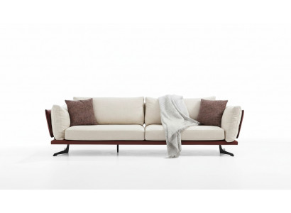 Sofa trzyosobowa 3 miejsce do siedzenia Materiał Beżowy Nowoczesny Design Salon Luksus