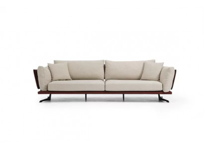 Sofa dwuosobowa 2-osobowa, materiał beżowy, nowoczesny design, luksusowy salon