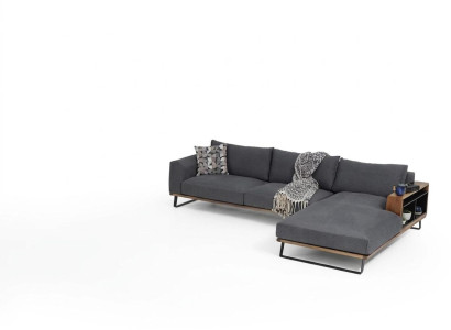Narożnikowa kanapa Sofa w kształcie litery L, szara, nowoczesny materiał, projekt salonu, poliester