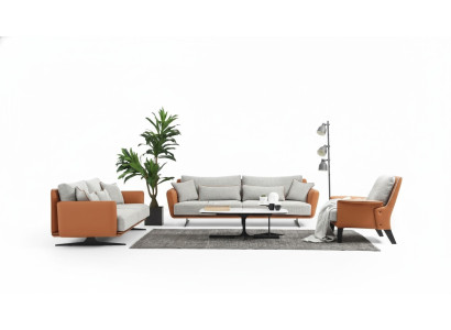 Kompletny zestaw sofowy Zestaw sofowy Sofa 321 miejsce do siedzenia Materiał Pomarańczowy
