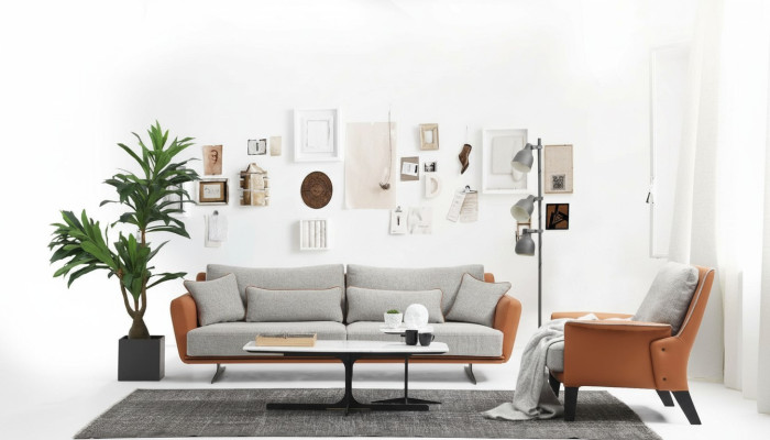 Zestaw sofowy 31 miejsce do siedzenia Sofa do salonu Pomarańczowy Materiał Fotel Trzyosobowy