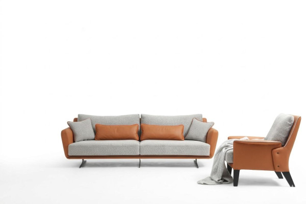 Zestaw sofowy 31 miejsce do siedzenia Sofa do salonu Pomarańczowy Materiał Fotel Trzyosobowy